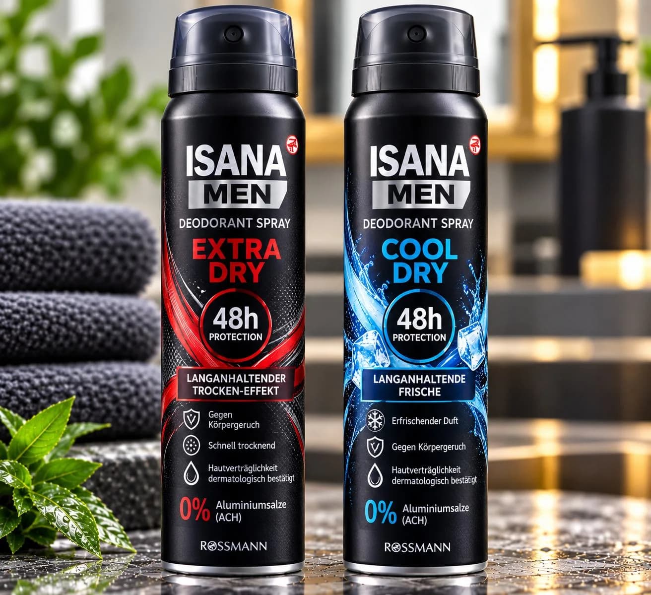 Isana Men Extra Dry and Cool Dry deodorant sprays